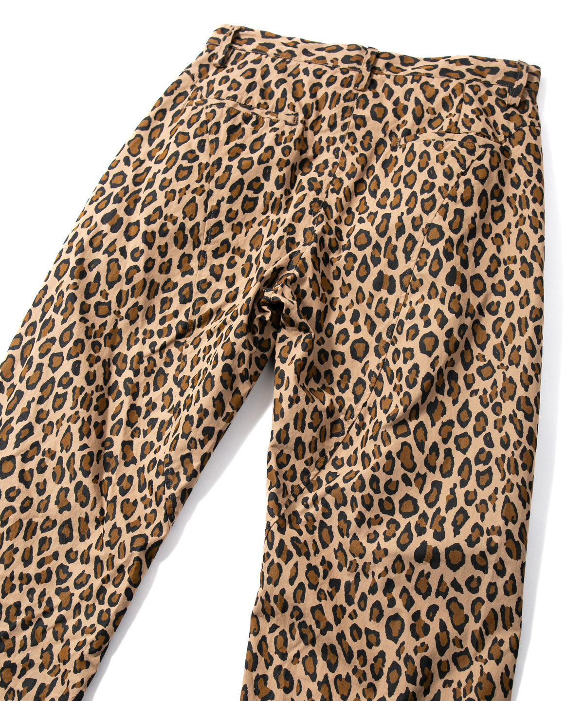 コットン ナイロン豹柄プリント テーパード ワイドパンツ - BROWN