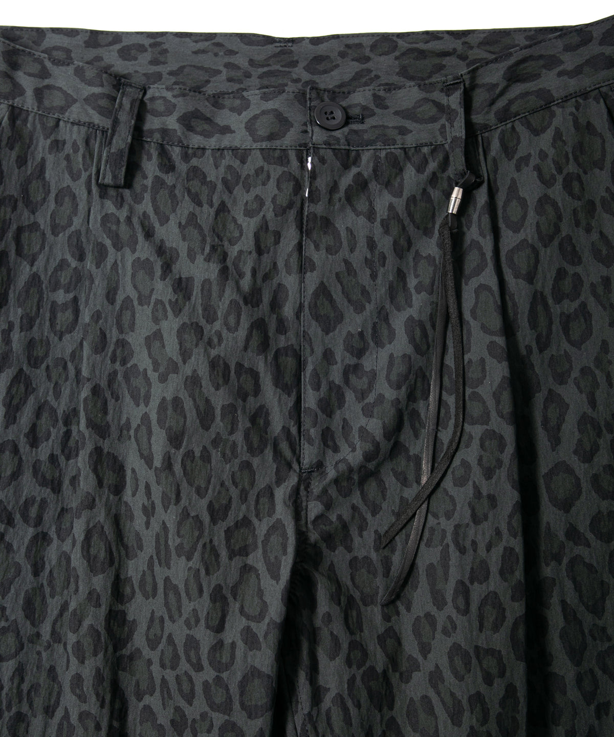 コットン ナイロン豹柄プリント テーパード ワイドパンツ - GRAY
