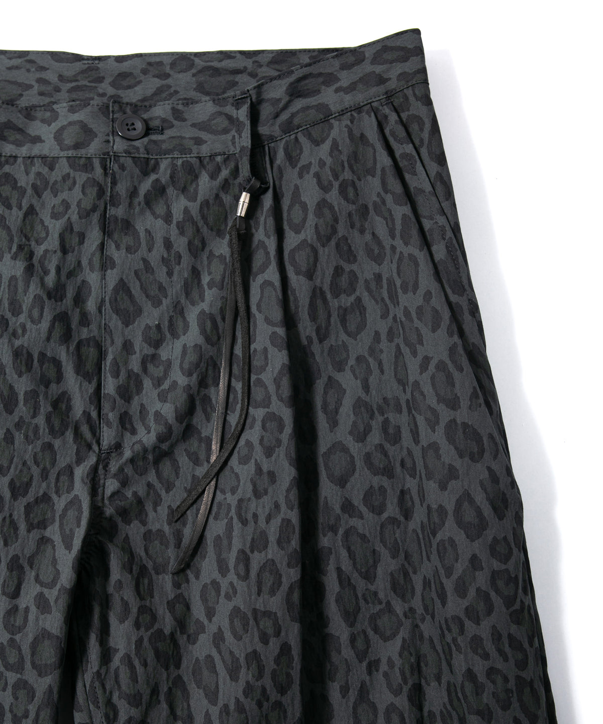 コットン ナイロン豹柄プリント テーパード ワイドパンツ - GRAY