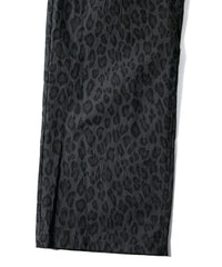 コットン ナイロン豹柄プリント テーパード ワイドパンツ - GRAY