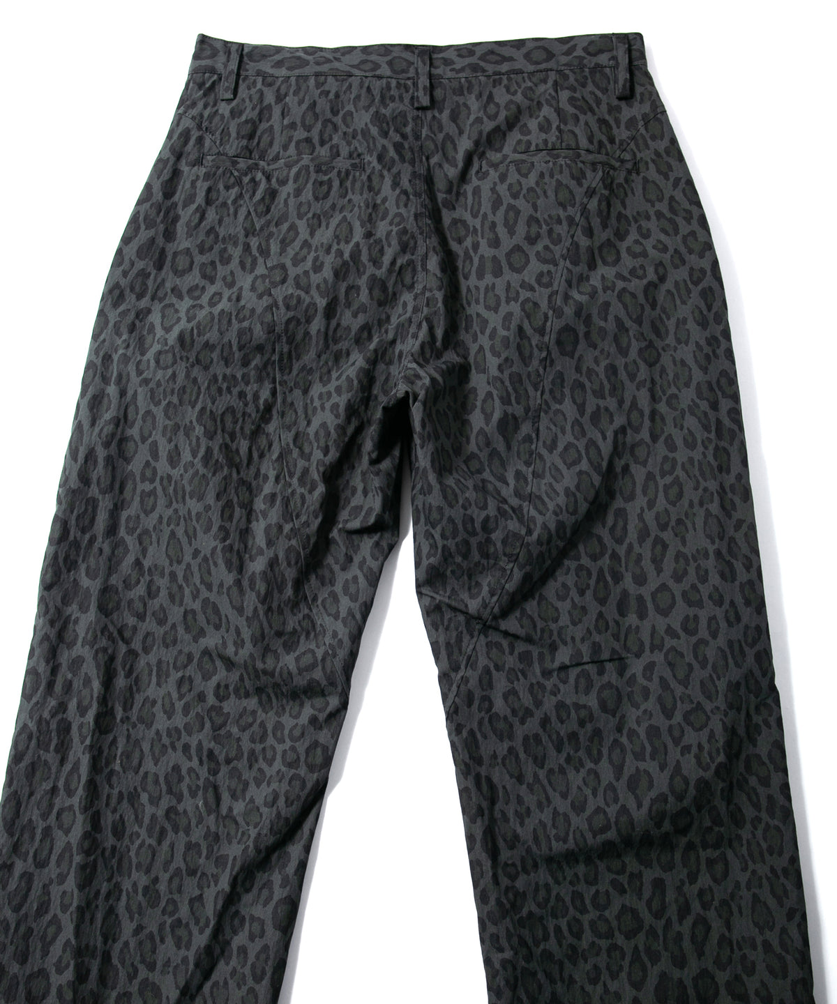 コットン ナイロン豹柄プリント テーパード ワイドパンツ - GRAY