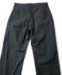 コットン ナイロン豹柄プリント テーパード ワイドパンツ - GRAY