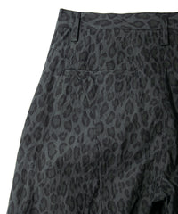 コットン ナイロン豹柄プリント テーパード ワイドパンツ - GRAY