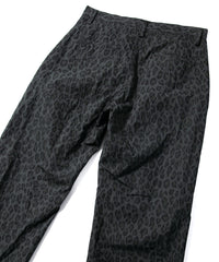 コットン ナイロン豹柄プリント テーパード ワイドパンツ - GRAY