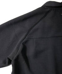 ポリエステル ストレッチ ツイル 半袖 ボーリングシャツ  - BLACK