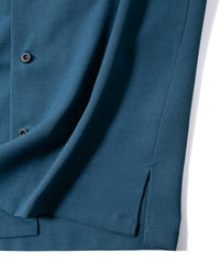 ポリエステル ストレッチ ツイル 半袖 ボーリングシャツ  - BLUE GREEN