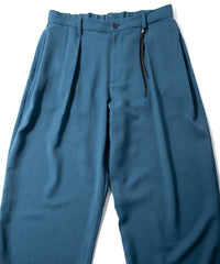 ポリエステル ストレッチ ツイル バレルワイドパンツ - BLUE GREEN