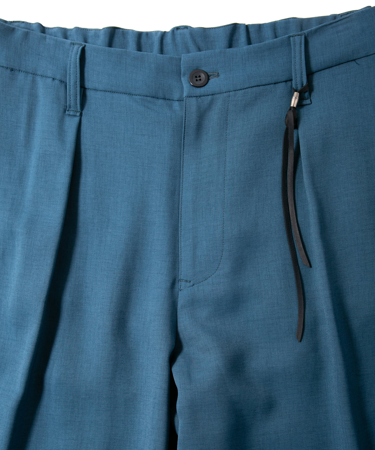 ポリエステル ストレッチ ツイル バレルワイドパンツ - BLUE GREEN