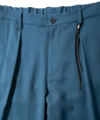 ポリエステル ストレッチ ツイル バレルワイドパンツ - BLUE GREEN