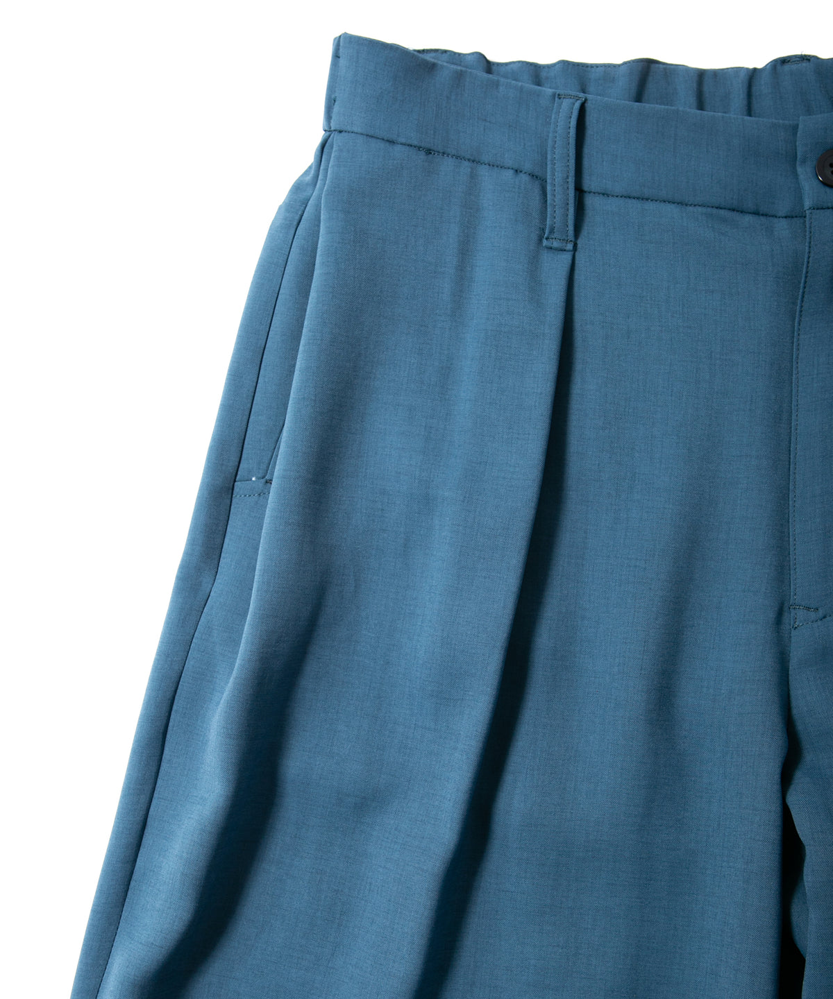 ポリエステル ストレッチ ツイル バレルワイドパンツ - BLUE GREEN