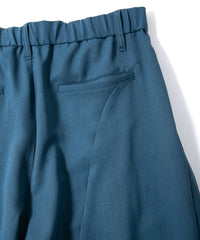 ポリエステル ストレッチ ツイル バレルワイドパンツ - BLUE GREEN