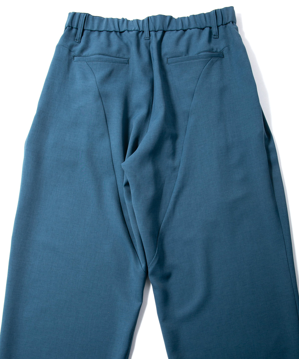 ポリエステル ストレッチ ツイル バレルワイドパンツ - BLUE GREEN