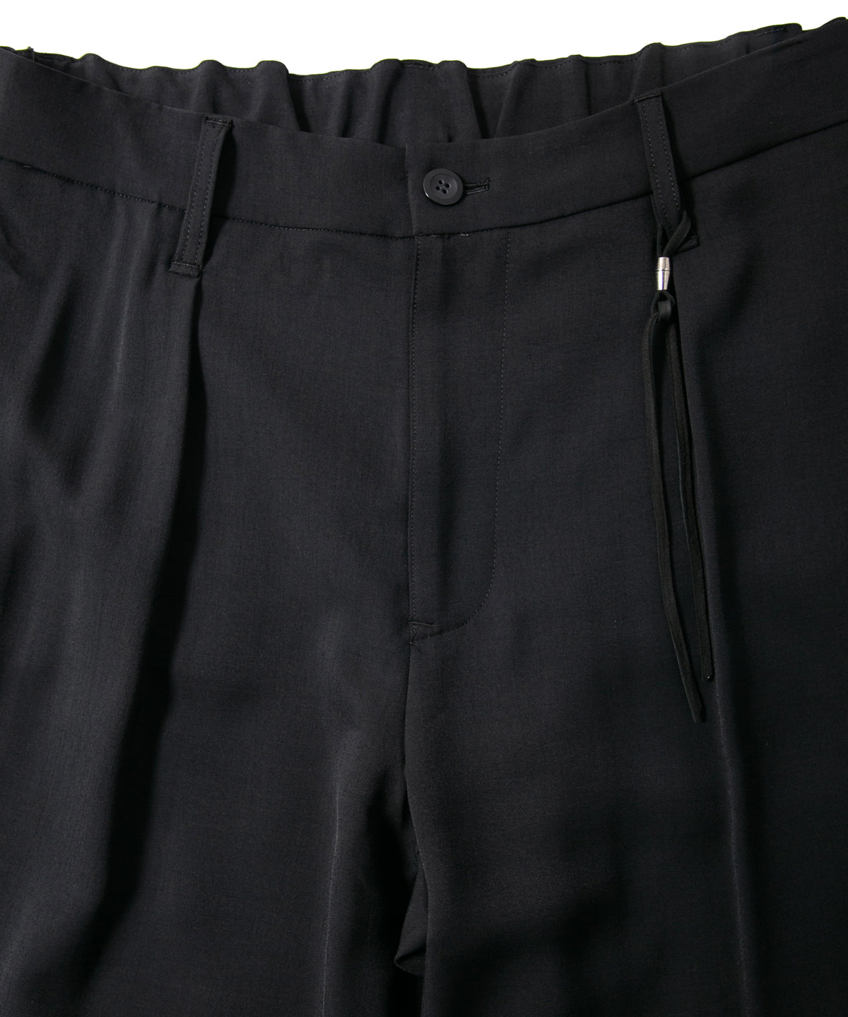 ポリエステル ストレッチ ツイル バレルワイドパンツ - BLACK