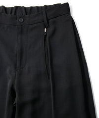 ポリエステル ストレッチ ツイル バレルワイドパンツ - BLACK