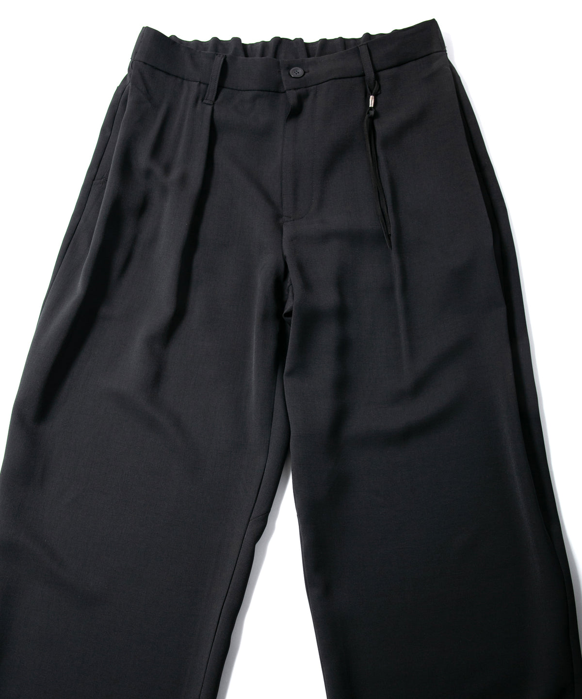 ポリエステル ストレッチ ツイル バレルワイドパンツ - BLACK