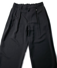 ポリエステル ストレッチ ツイル バレルワイドパンツ - BLACK
