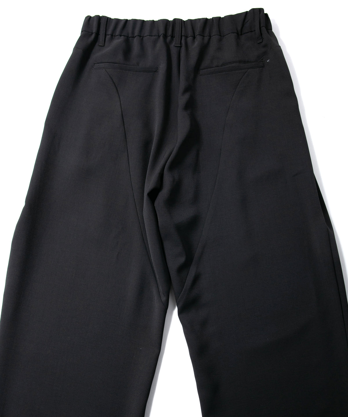 ポリエステル ストレッチ ツイル バレルワイドパンツ - BLACK