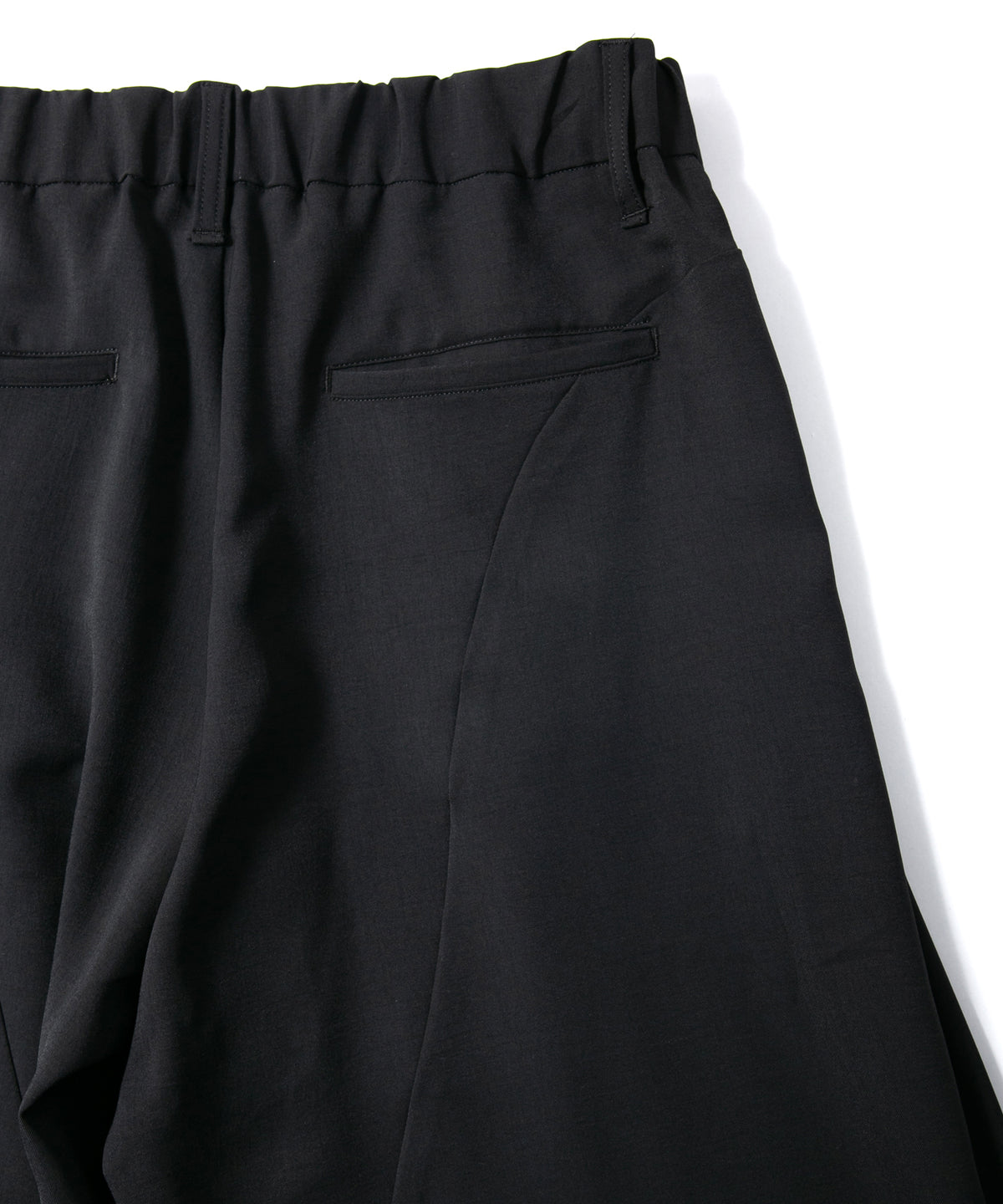 ポリエステル ストレッチ ツイル バレルワイドパンツ - BLACK