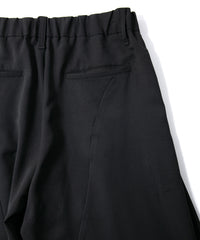 ポリエステル ストレッチ ツイル バレルワイドパンツ - BLACK