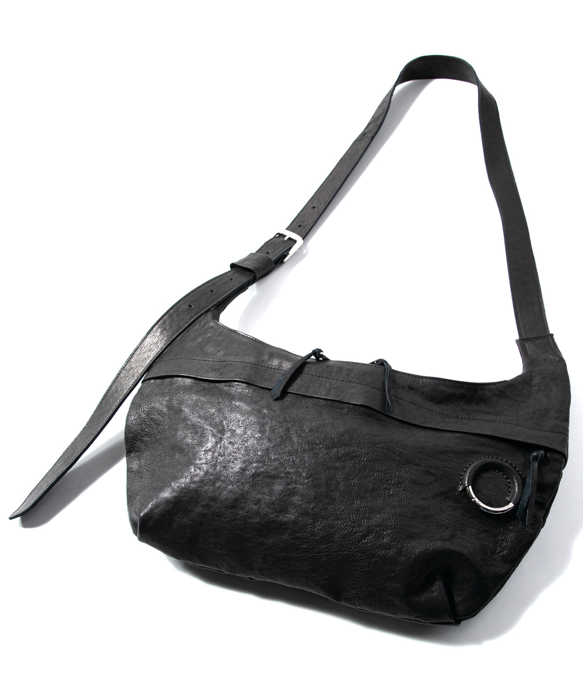 フルタンニン ピット鞣し シュリンク ホースハイド SHAFTER バナナバッグ  - BLACK