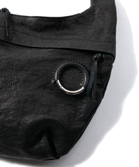 フルタンニン ピット鞣し シュリンク ホースハイド SHAFTER バナナバッグ  - BLACK