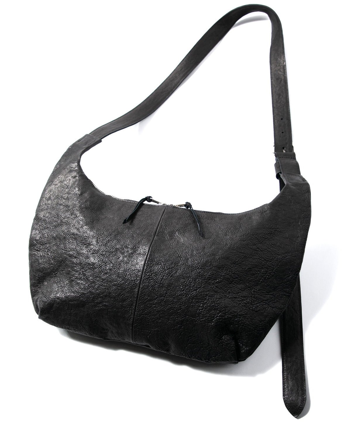 フルタンニン ピット鞣し シュリンク ホースハイド SHAFTER バナナバッグ  - BLACK