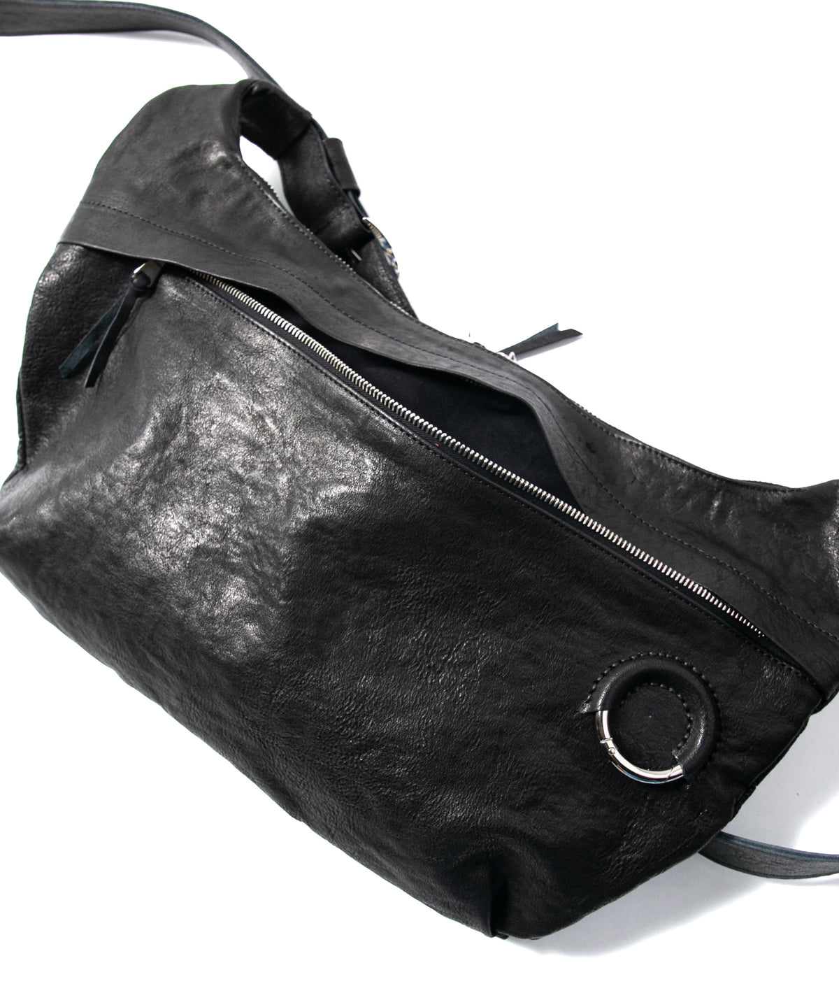 フルタンニン ピット鞣し シュリンク ホースハイド SHAFTER バナナバッグ  - BLACK