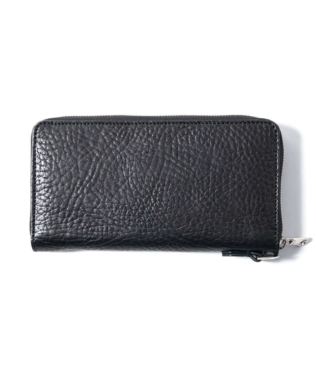 フルタンニン ピット鞣し シュリンク ステアハイド ラウンドウォレット - BLACK