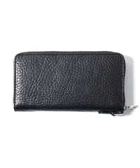 フルタンニン ピット鞣し シュリンク ステアハイド ラウンドウォレット - BLACK