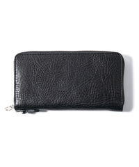 フルタンニン ピット鞣し シュリンク ステアハイド ラウンドウォレット - BLACK