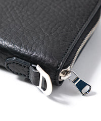 フルタンニン ピット鞣し シュリンク ステアハイド ラウンドウォレット - BLACK