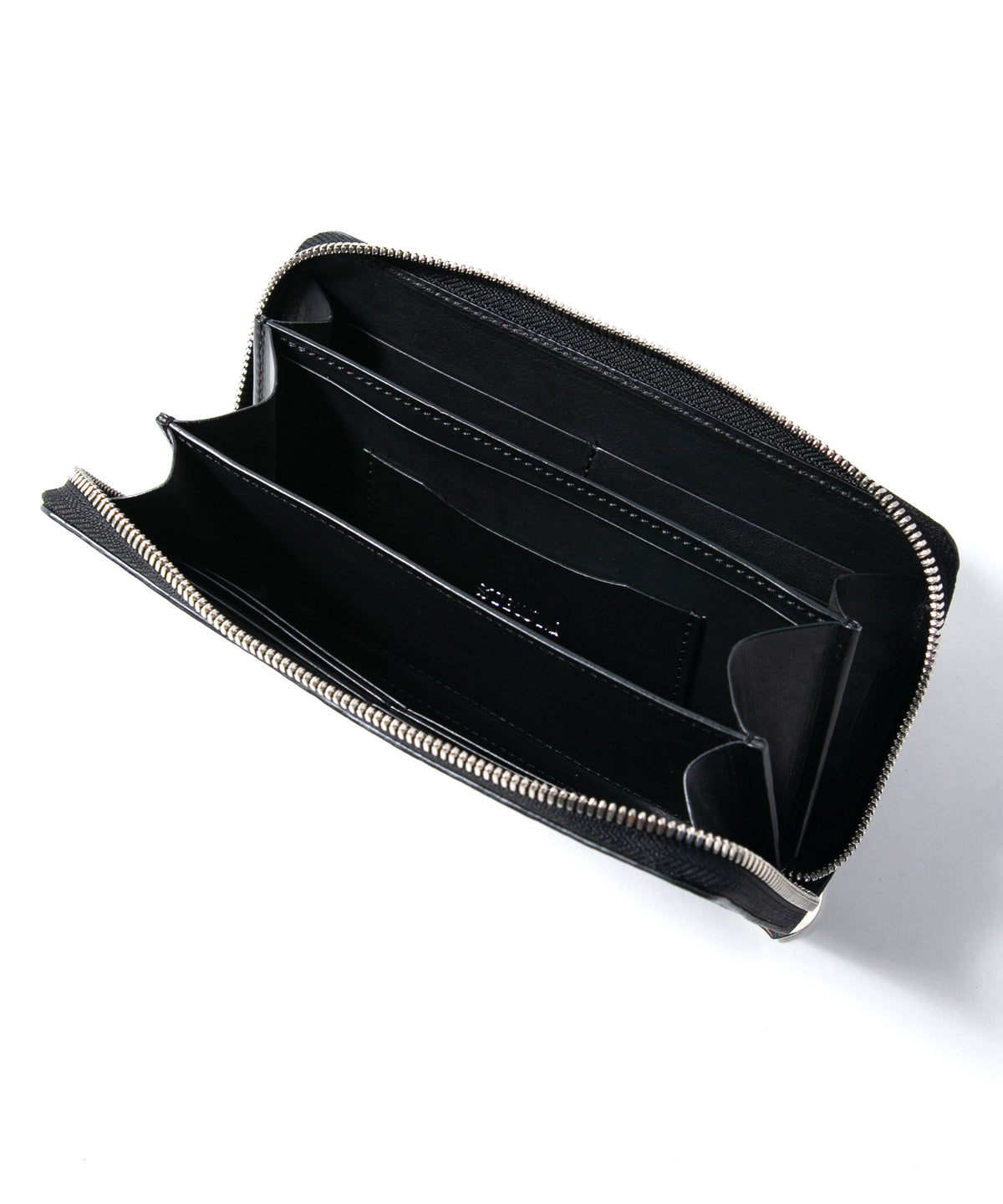 フルタンニン ピット鞣し シュリンク ステアハイド ラウンドウォレット - BLACK