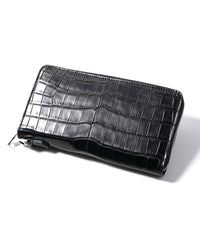 Nile Crocodile（Niloticus Crocodile）Round Wallet - BLACK