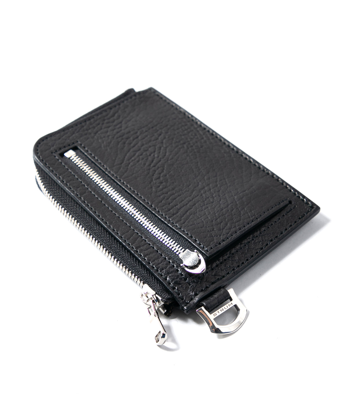 Pit Vegetable Full Tanned Shrunken Steer hide L Wallet - BLACK