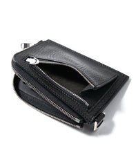 Pit Vegetable Full Tanned Shrunken Steer hide L Wallet - BLACK