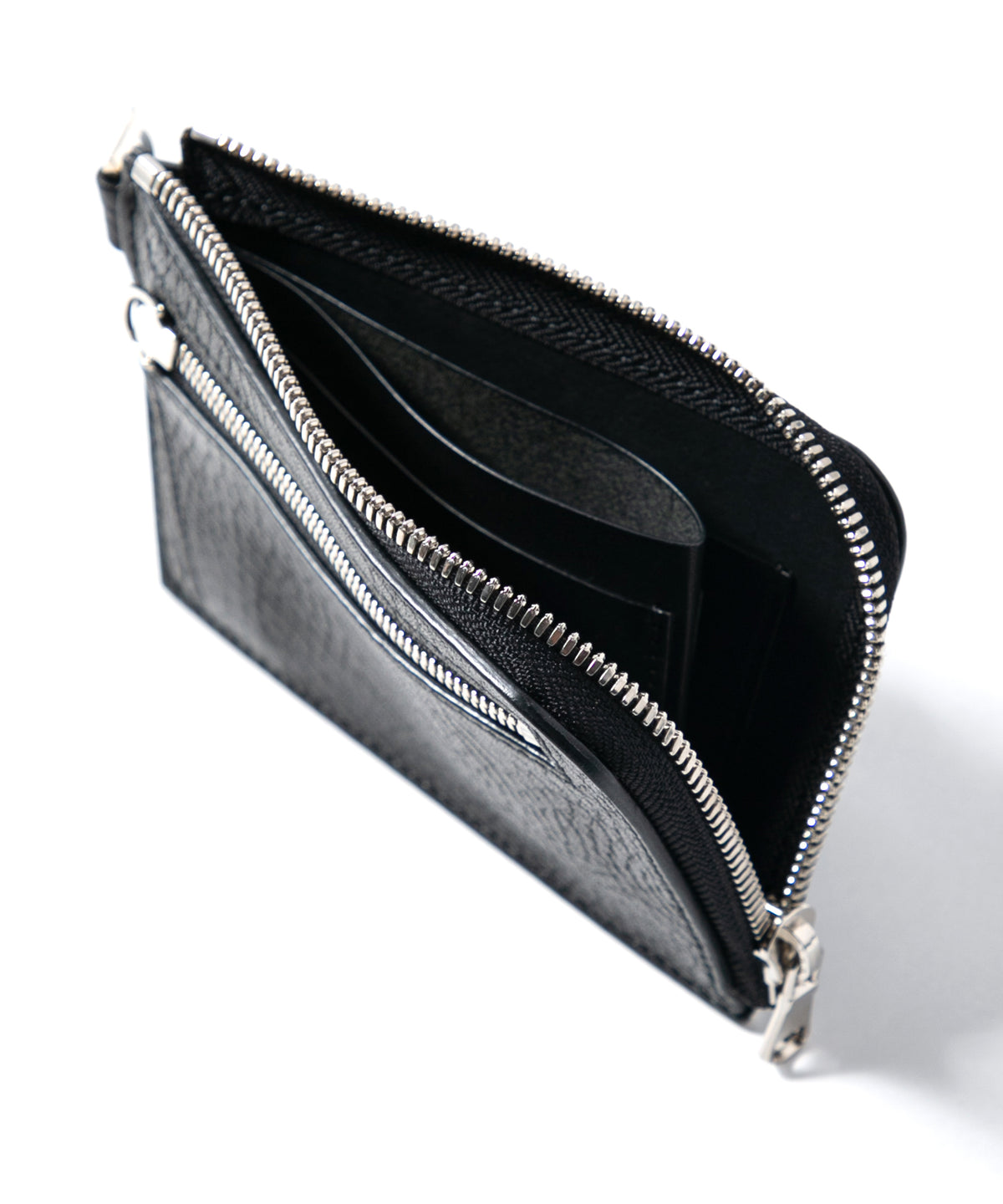 Pit Vegetable Full Tanned Shrunken Steer hide L Wallet - BLACK