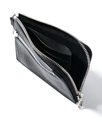 Pit Vegetable Full Tanned Shrunken Steer hide L Wallet - BLACK