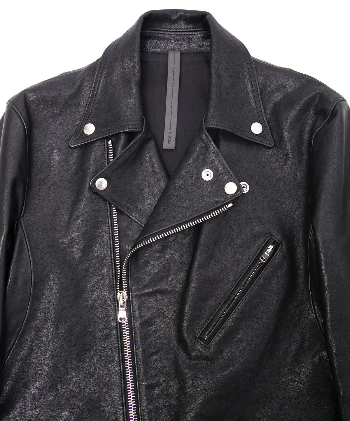 Pit Vegetable Full Tanned Shrank Horsehide SPEEDER Double Riders Jacket - BLACK