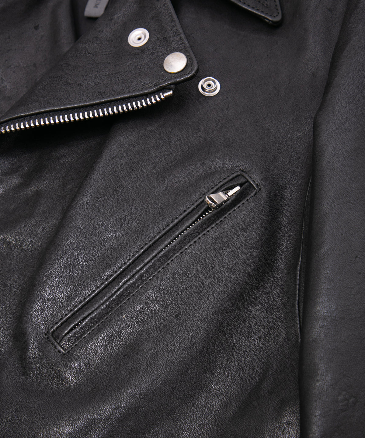 Pit Vegetable Full Tanned Shrank Horsehide SPEEDER Double Riders Jacket - BLACK