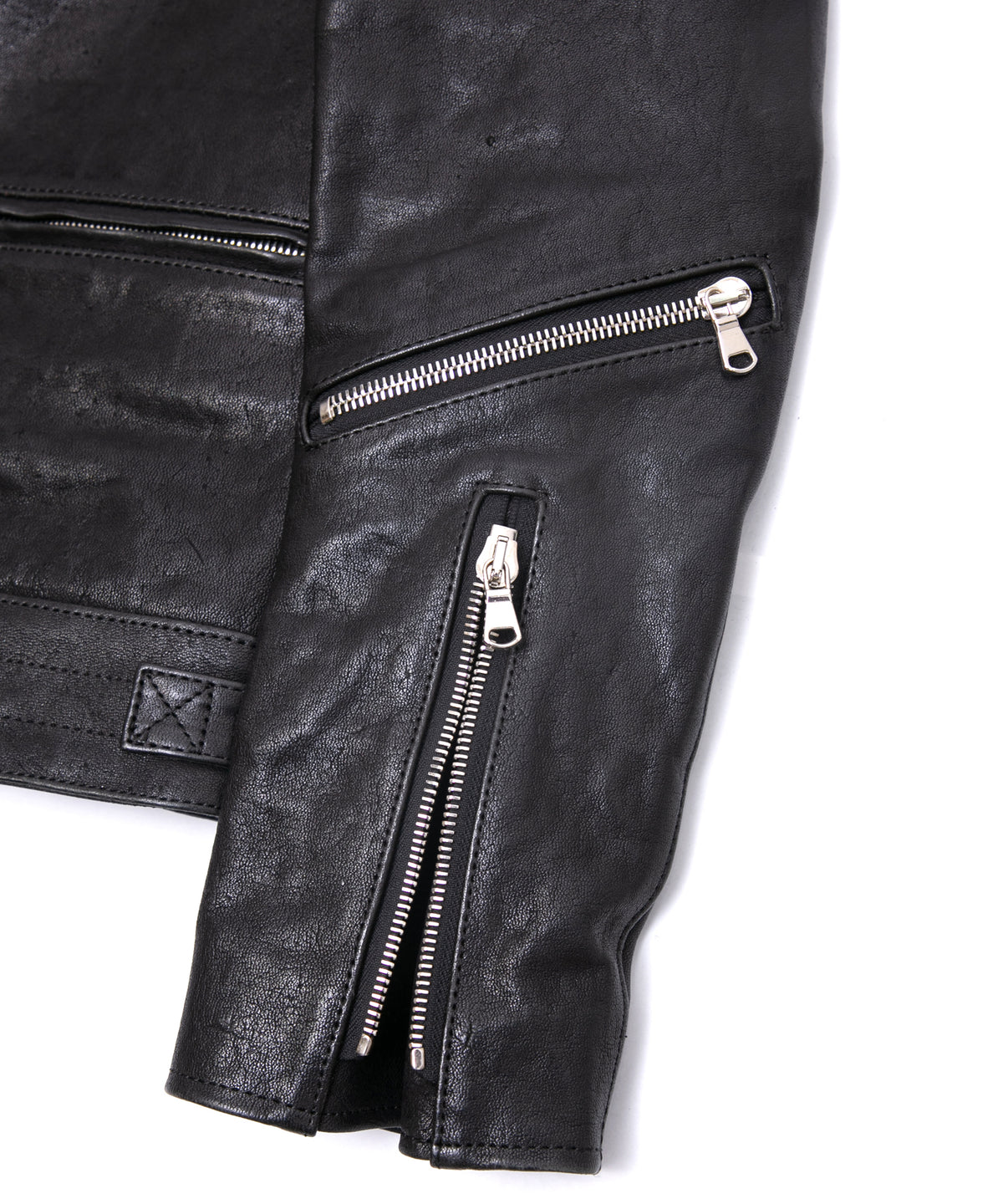 Pit Vegetable Full Tanned Shrank Horsehide SPEEDER Double Riders Jacket - BLACK