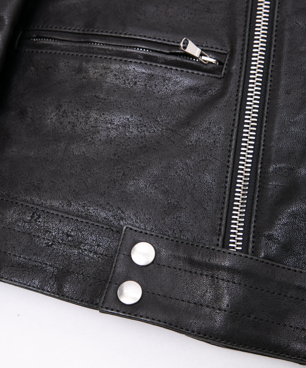 Pit Vegetable Full Tanned Shrank Horsehide SPEEDER Double Riders Jacket - BLACK