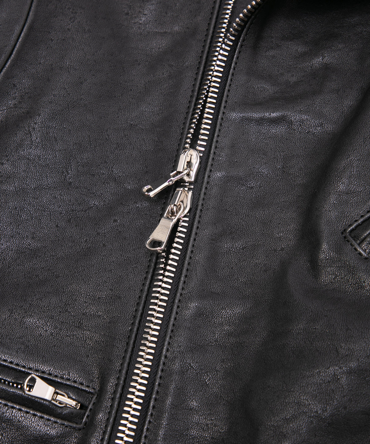 Pit Vegetable Full Tanned Shrank Horsehide SPEEDER Double Riders Jacket - BLACK