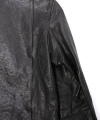 Pit Vegetable Full Tanned Shrank Horsehide SPEEDER Double Riders Jacket - BLACK