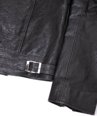 Pit Vegetable Full Tanned Shrank Horsehide SPEEDER Double Riders Jacket - BLACK