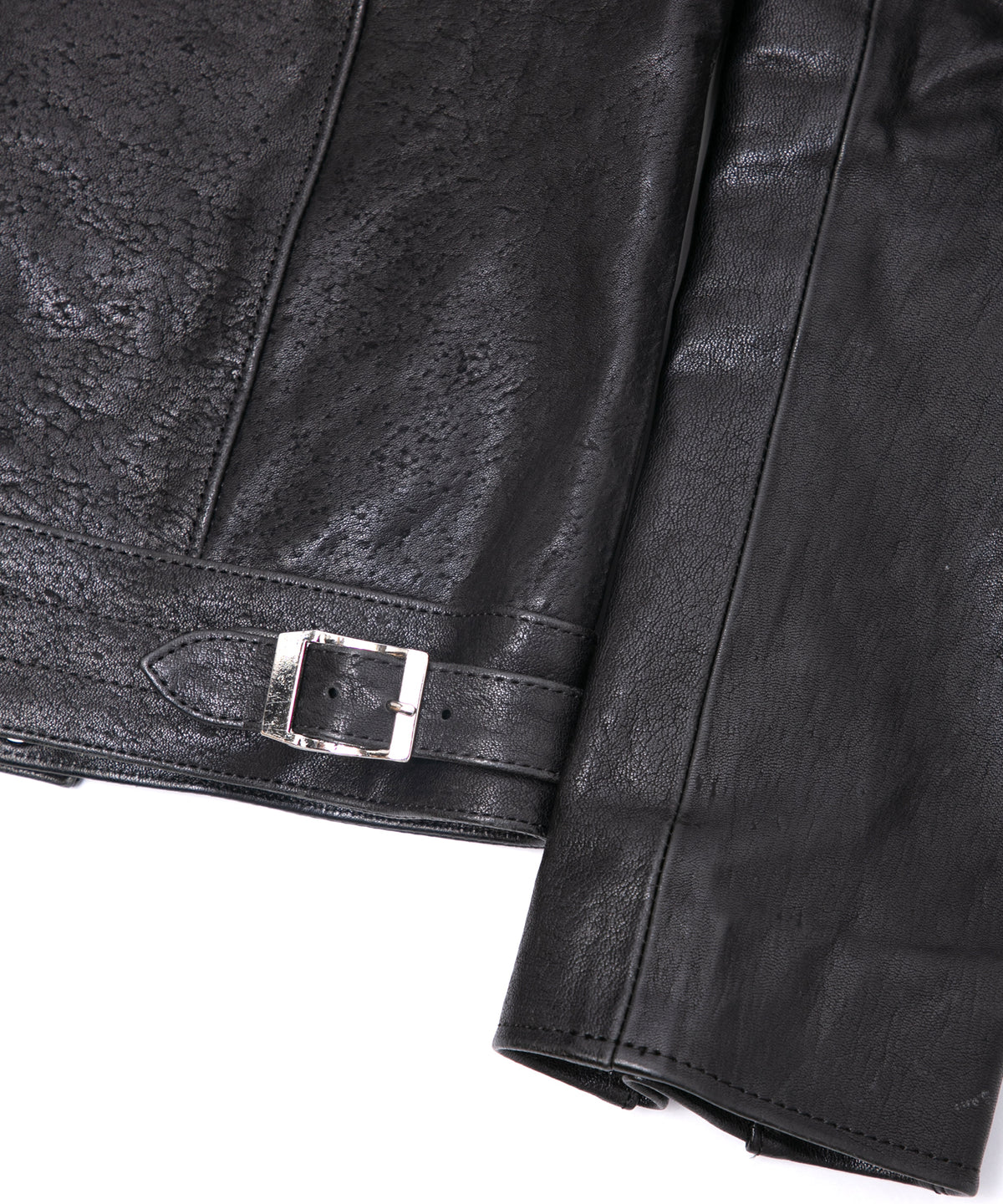 フルタンニン ピット鞣し シュリンク ホースハイド SPEEDER ダブルライダースジャケット - BLACK