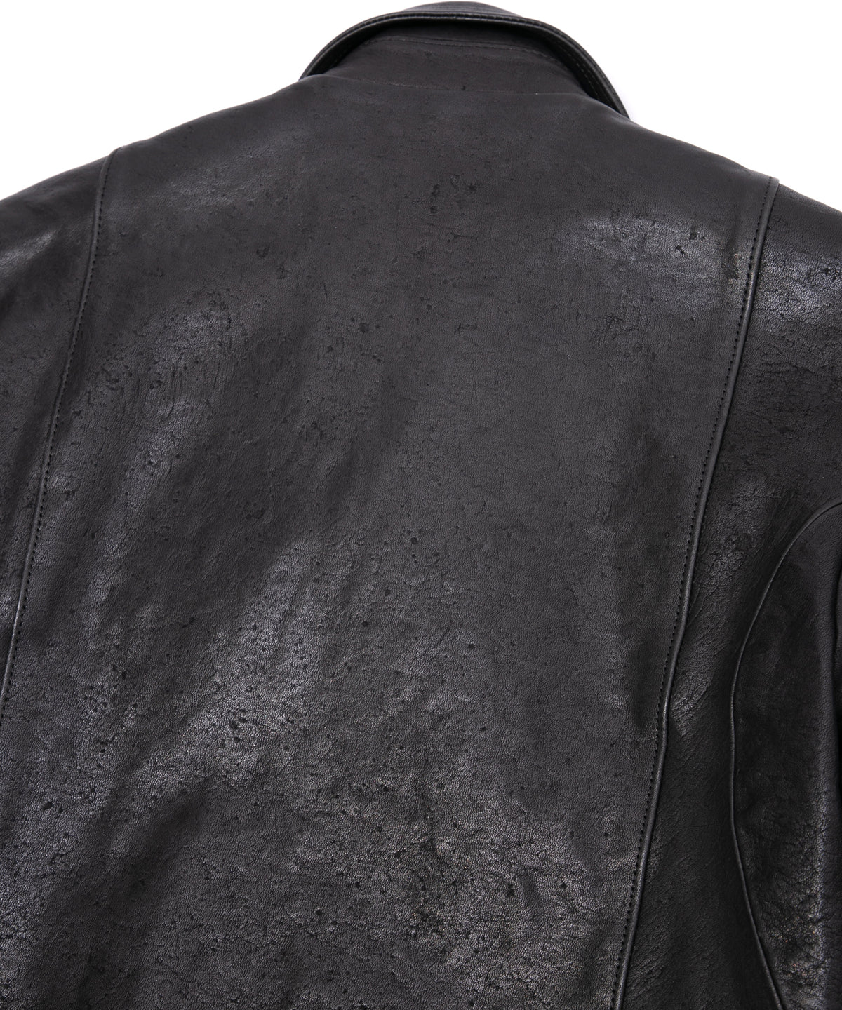 Pit Vegetable Full Tanned Shrank Horsehide SPEEDER Double Riders Jacket - BLACK