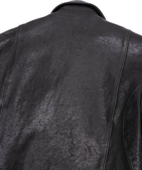 Pit Vegetable Full Tanned Shrank Horsehide SPEEDER Double Riders Jacket - BLACK