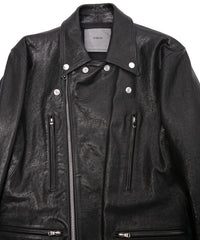 フルタンニン ピット鞣し シュリンク ホースハイド LIST ダブルライダースジャケット - BLACK