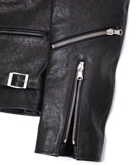 フルタンニン ピット鞣し シュリンク ホースハイド LIST ダブルライダースジャケット - BLACK