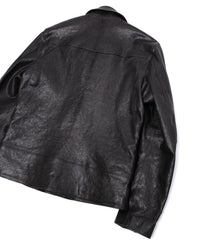 フルタンニン ピット鞣し シュリンク ホースハイド LIST ダブルライダースジャケット - BLACK